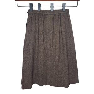Vintage Pendleton brown herringbone tweed long wool skirt - 8